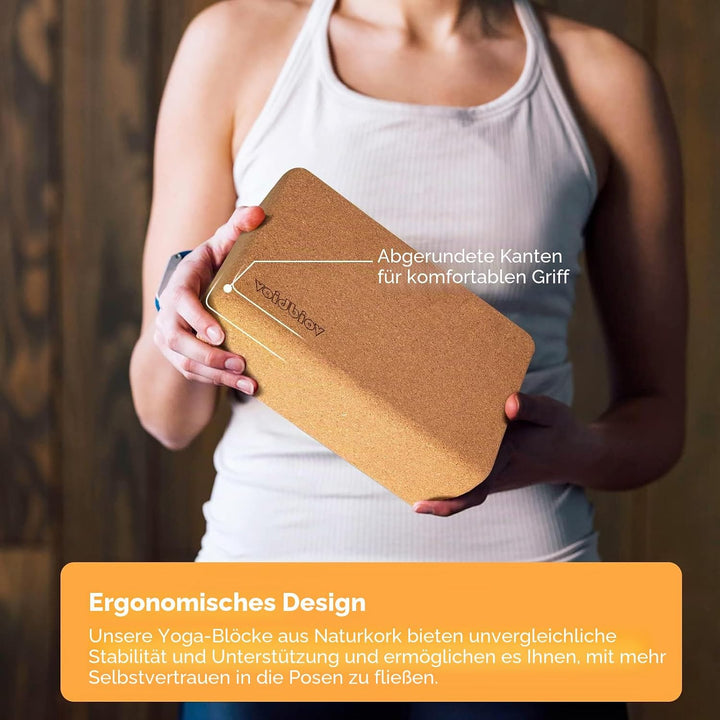 Yoga Block Set aus Kork(3"x 9" x 6"/4"x 9"x 6"),Professionelle Blöcke für Yoga, Pilates, Übungen Dah
