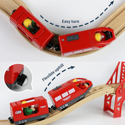 Uposao Elektrische Lok Holzeisenbahn Zug Elektrische Hohe Geschwindigkeit Spielzeug Zug Batteriebetr