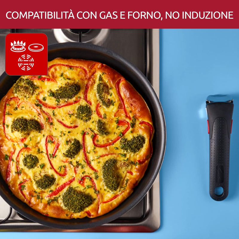 Lagostina Ingenio Essential Plus Wok-Wok Ø 28 cm, antihaftbeschichtete Aluminiumpfanne für Gas und B