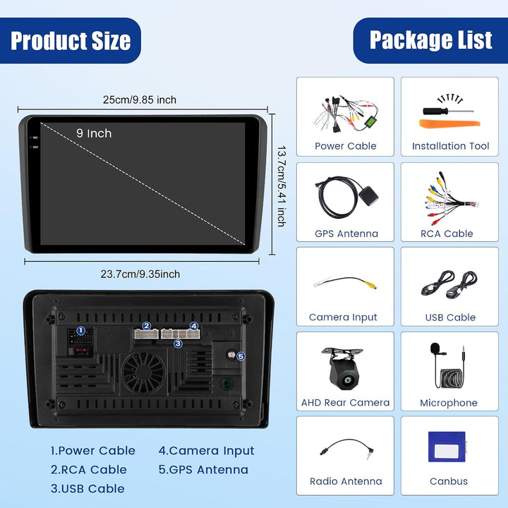 [4G+64G] Inefala Android 15 Autoradio für Audi A3 S3 RS3 2003-2012 mit Wireless Carplay Android Auto