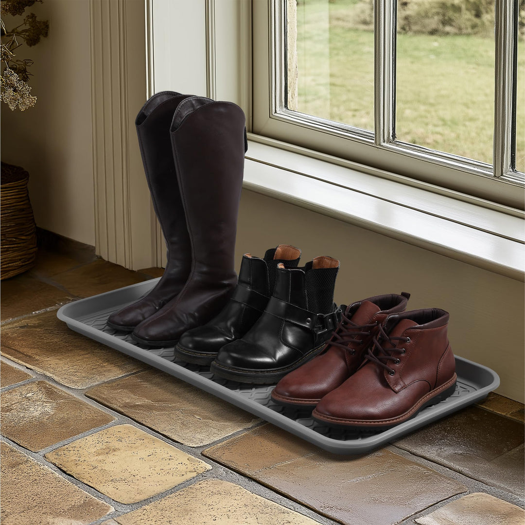 Navaris Schuhablage Schuhabtropfschale - 3X Schuhmatte Abtropfmatte - Schuh Abtropfschalen Grau für