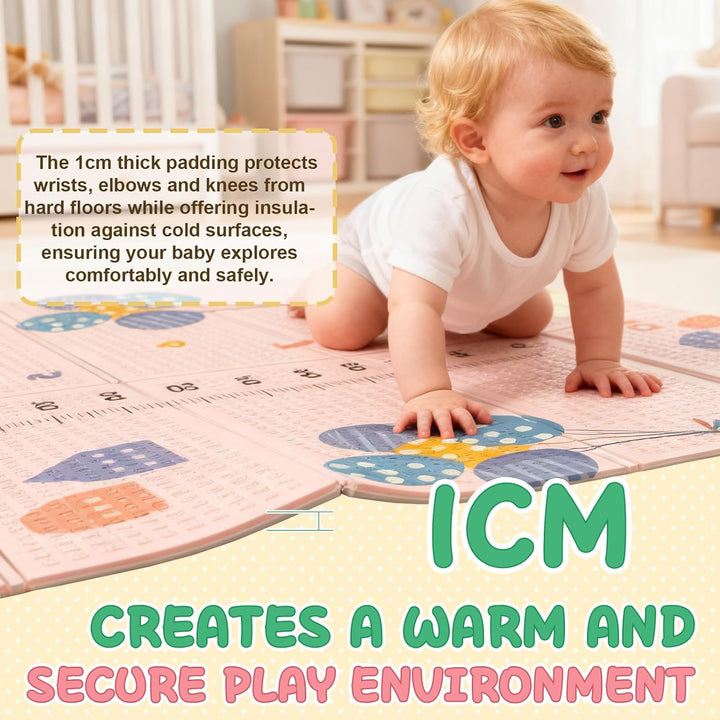 Soontrans Krabbelmatte Baby, Spielmatte Baby Faltbar, 180x120x1cm, Play Mat for Babies Doppelseitige