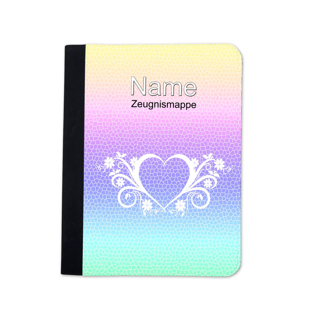 Zeugnismappe personalisiert Herz mit Name | Klarsichthüllen A4+, Urkundenmappe, Dokumentenmappe, Her