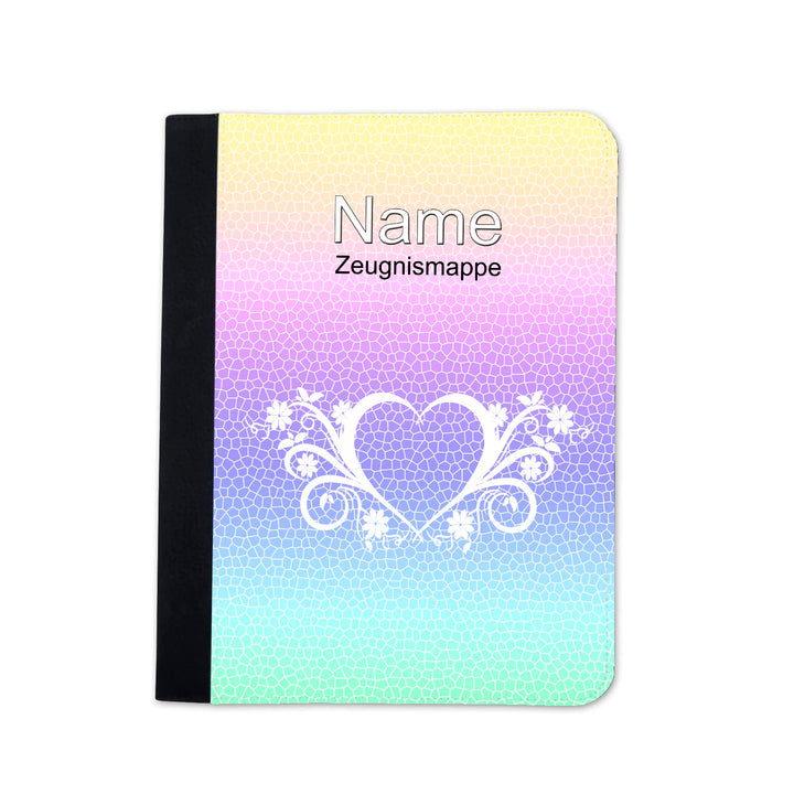 Zeugnismappe personalisiert Herz mit Name | Klarsichthüllen A4+, Urkundenmappe, Dokumentenmappe, Her