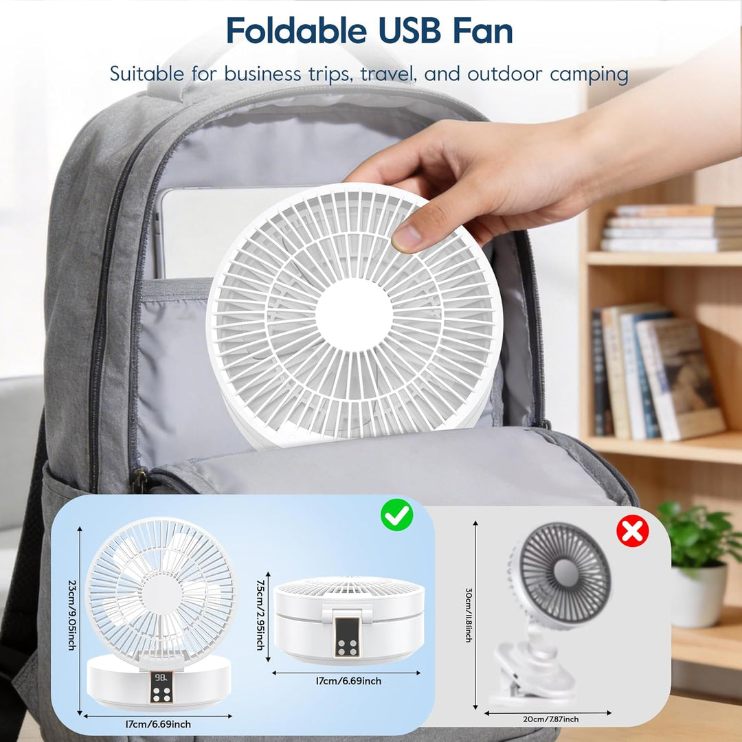 Leise USB Klein Ventilator, Tischventilator Sehr Leise und Starkem Luftstrom, Tragbarer Akku Batteri
