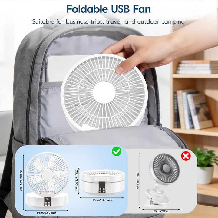 Leise USB Klein Ventilator, Tischventilator Sehr Leise und Starkem Luftstrom, Tragbarer Akku Batteri