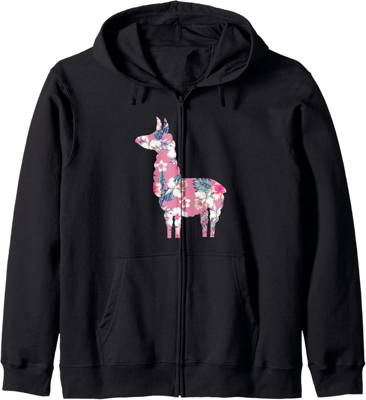 Lama Blumen Muster Lustiges Geschenk Fun Kapuzenjacke
