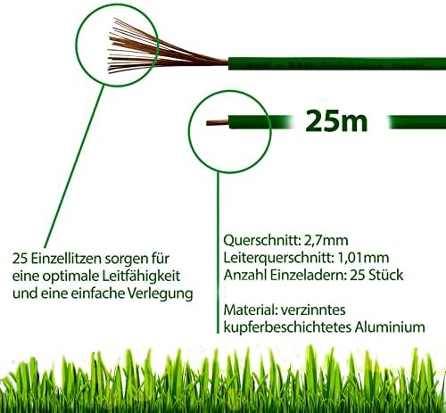 25m Begrenzungskabel + 25 Erdspiesse + 5 Kabelverbinder + 30 Klingen für Mähroboter Rasenmäher Rasen