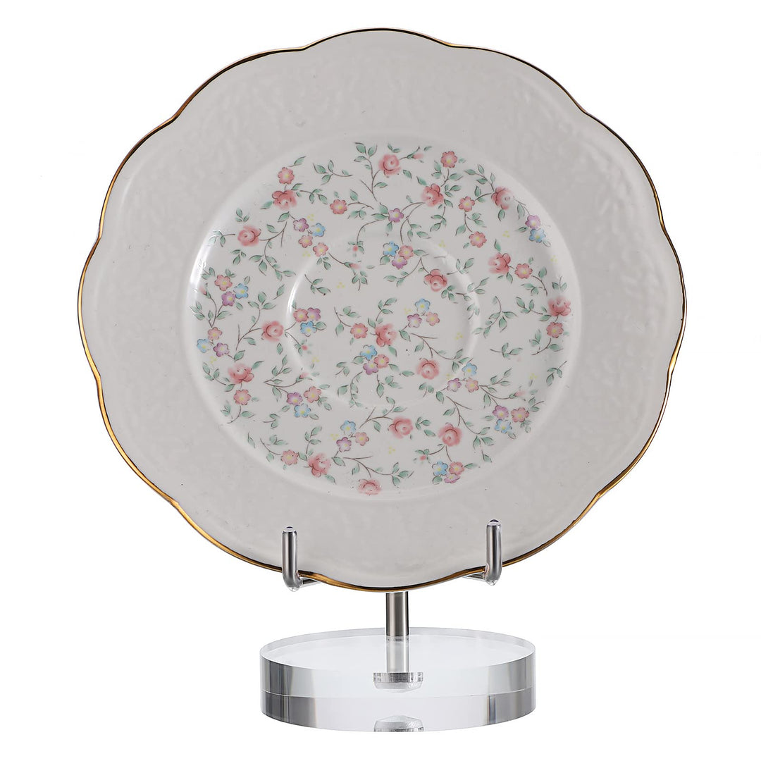 BTSKY Mittelgrosse verstellbare silberne Metallarm-Staffelei mit rundem Acrylsockel, Display-Halter