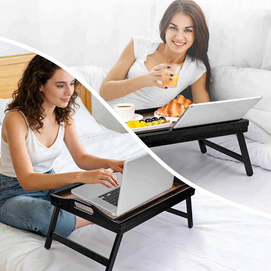 VASMIA Betttablett Tisch mit klappbaren Beinen, Bambus Frühstück im Bett Essen, Servieren, Laptop-Sc