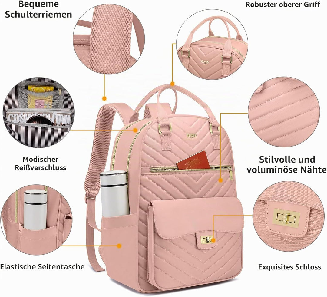 RJEU Schulrucksack Mädchen Teenager,Rucksack Studium Mädchen,Schulranzen Damen mit 15,6 Zoll Laptopf