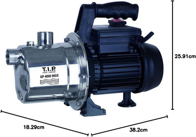 T.I.P. Gartenpumpe Edelstahl (4.000 l/h Fördermenge, 42 m Förderhöhe, 4,2bar Druck, 800W, selbstansa