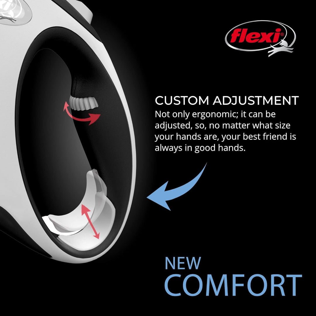 FLEXI New Comfort einziehbare Hundeleine (Klebeband), ergonomisch, langlebig und verhedderungsfrei,