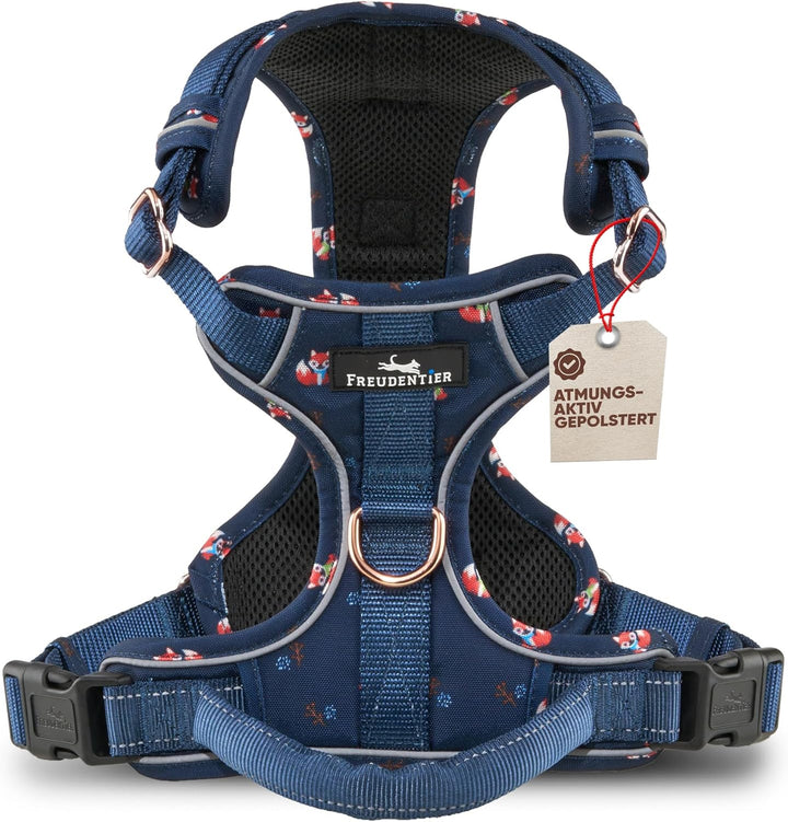 FREUDENTIER® atmungsaktives Hundegeschirr - komfortabel gepolstert - Let’s get Foxy Kollektion - 100