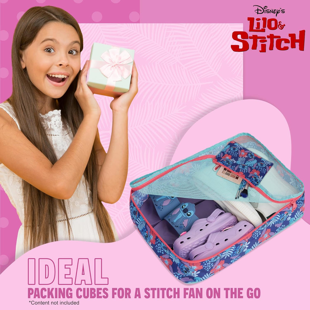 Disney Travel Organizer Taschen 4er-Set mit 3 Packing Cubes & 1 Kosmetiktasche Blau - Reise Zubehör