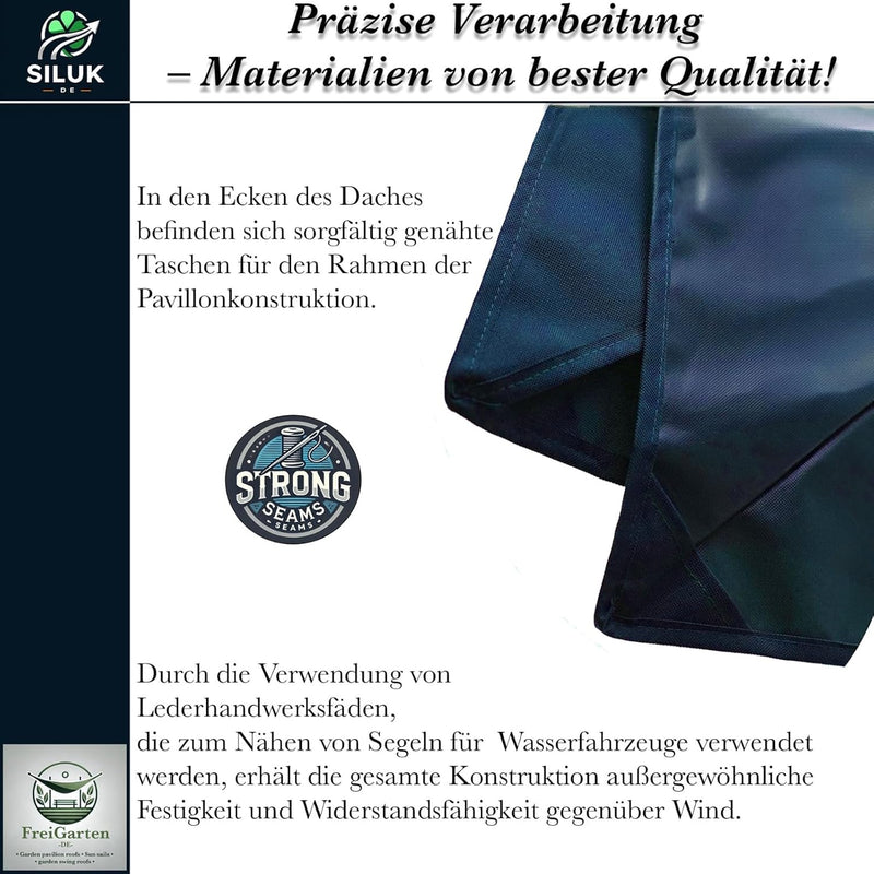 freigarten.de Ersatzdach für Pavillon 3x3 Meter Wasserdicht Material: Panama PCV Soft 370g/m² extra