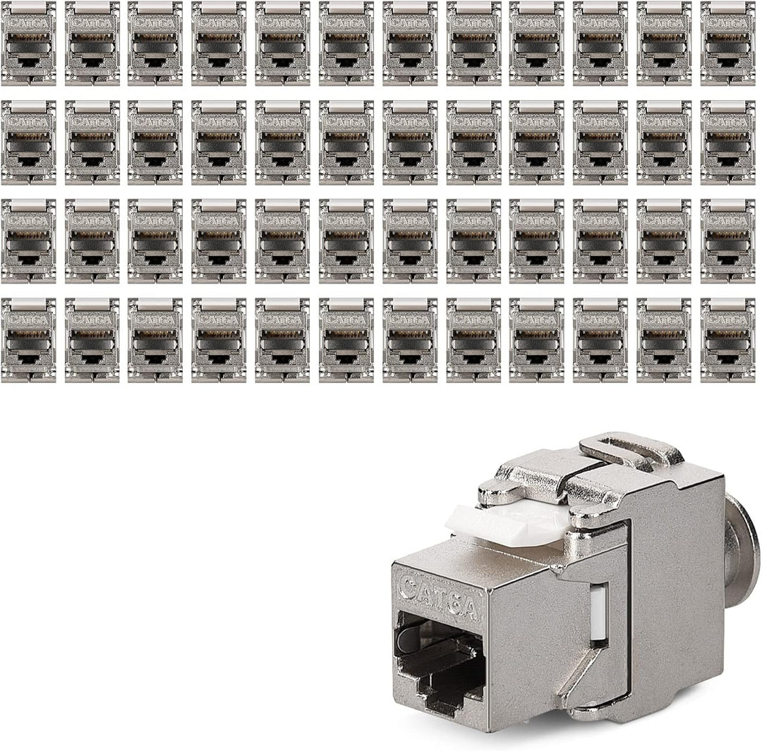 kwmobile 48x Keystone Modul für CAT 6A Kabel - 10 Gbit/s geschirmt Metall Gehäuse Schnappverschluss