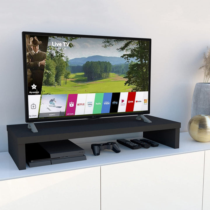 Henor Riser Halterung für TV aus Holz 90 x 35 x 15 cm Graphit. Unterstützt 60 kg. 90x35x15 Graphit M