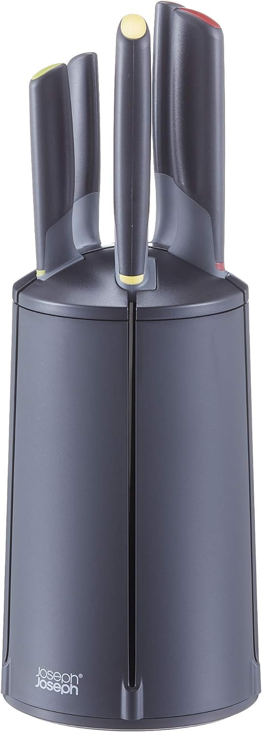 Joseph Joseph Elevate Messerblock, 5-teilig, drehbar, japanischer Edelstahl, Schwarz Mehrfarbig