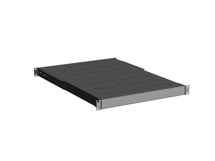 Rack Magic - 1HE Fachboden 19" Rackablage für 19 Zoll Rack - bis 50kg - 650-850mm Tiefe - Schwarz
