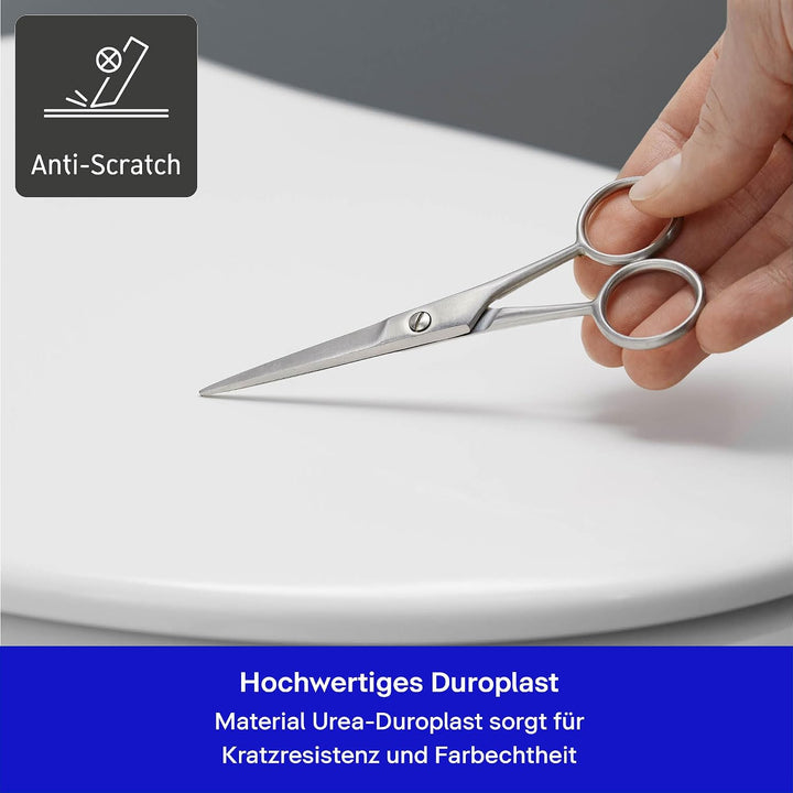 Duravit WC-Sitz D-Code Compact, Toilettendeckel aus Urea-Duroplast, Klodeckel mit Edelstahl Scharnie
