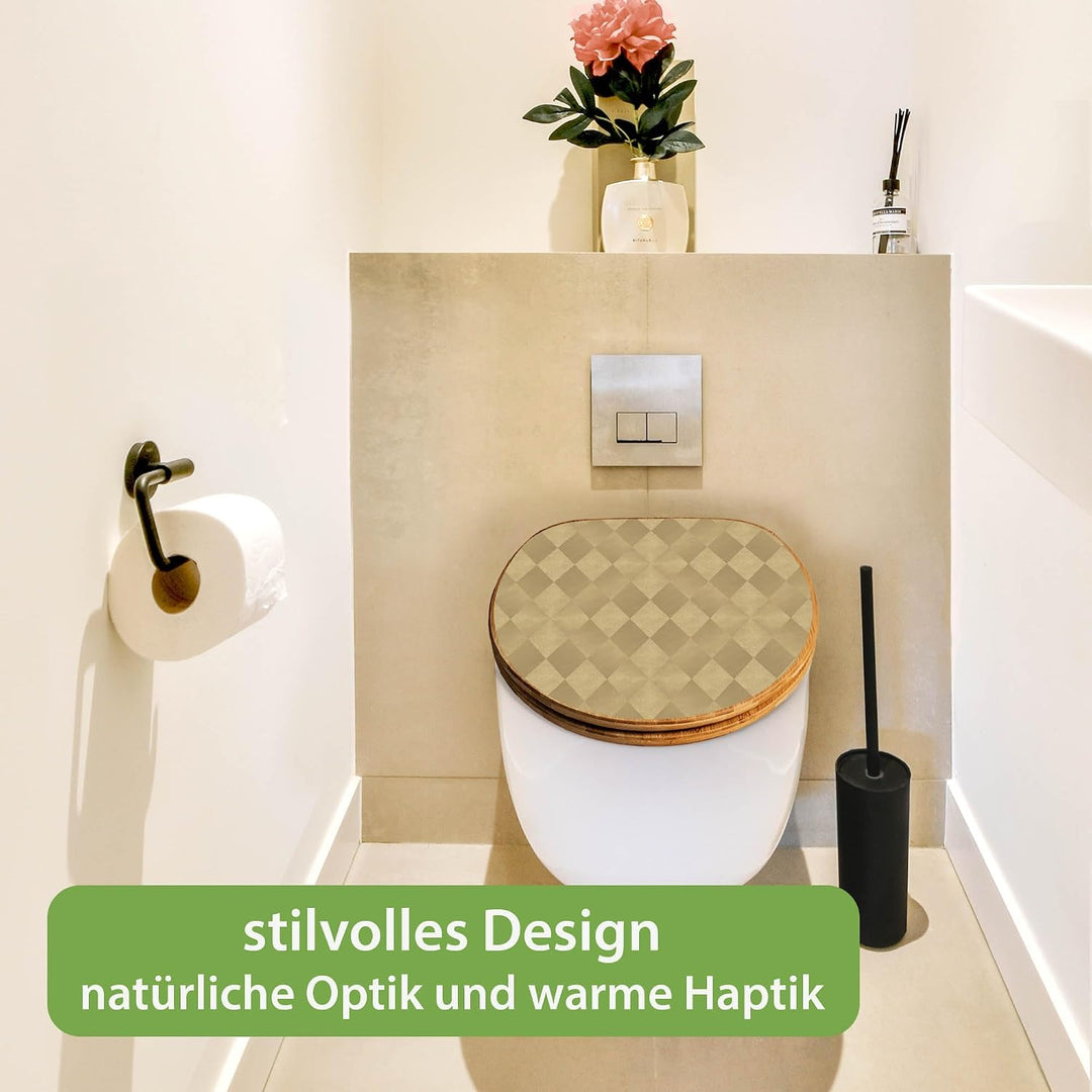 banjado Design WC Sitz Bambus Absenkautomatik 45,8x37,5cm - Toilettendeckel mit Absenkautomatik Holz