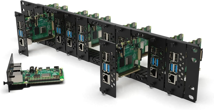 Raspberry Pi Rack Mount 19 inch 2U to Mount 16 Units All Models B (1-4) &amp; Raspberry Pi 5 - Front Rem