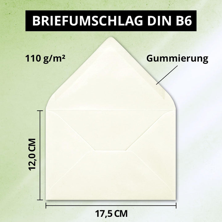 100x DIN B6 Faltkarten Set mit Umschlägen - Naturweiss (Weiss) - 115 x 170 mm - ideal für Einladungs