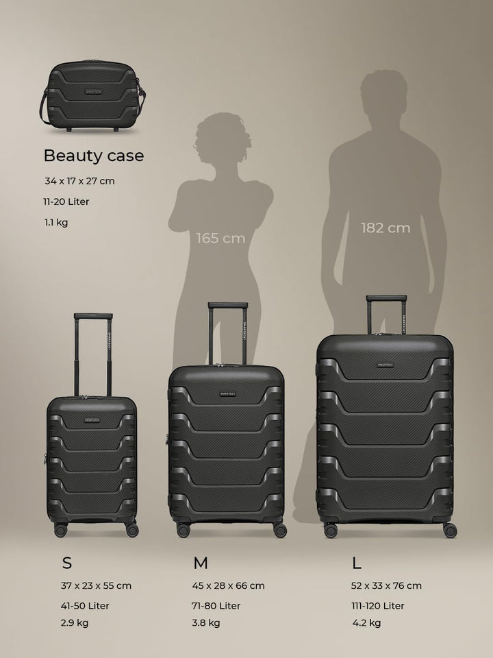 SMARTBOX Hartschalen Check-in Koffer | Grosser XL Trolley 52 x 33x 76 cm von 111 auf 120 Liter erwei