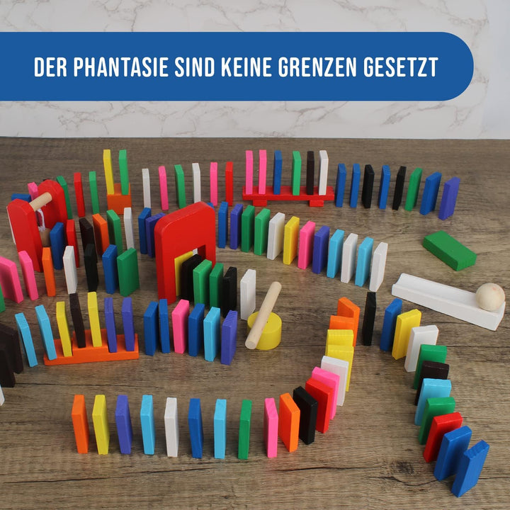Calmado - Domino Spiel 450 teilig Dominosteine aus Holz, Spielzeug ab 3 Jahre - Bausätze für Kinder