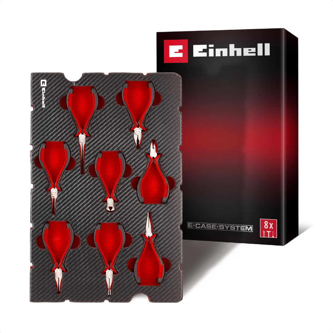 Original Einhell Pad Feinmechaniker-Zangen 8-tlg. (Präzisionszangen, Spitzzange, Rundzange, Flachzan