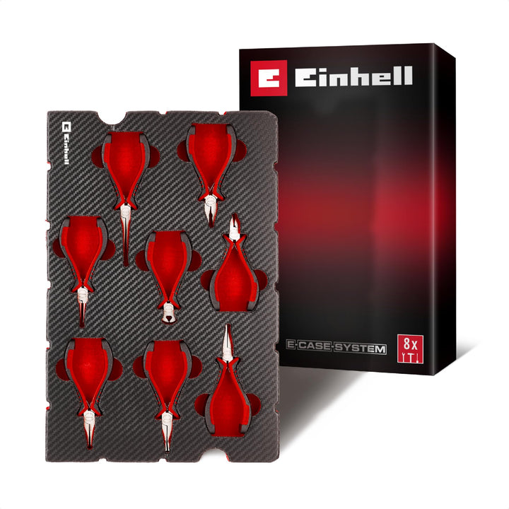 Original Einhell Pad Feinmechaniker-Zangen 8-tlg. (Präzisionszangen, Spitzzange, Rundzange, Flachzan