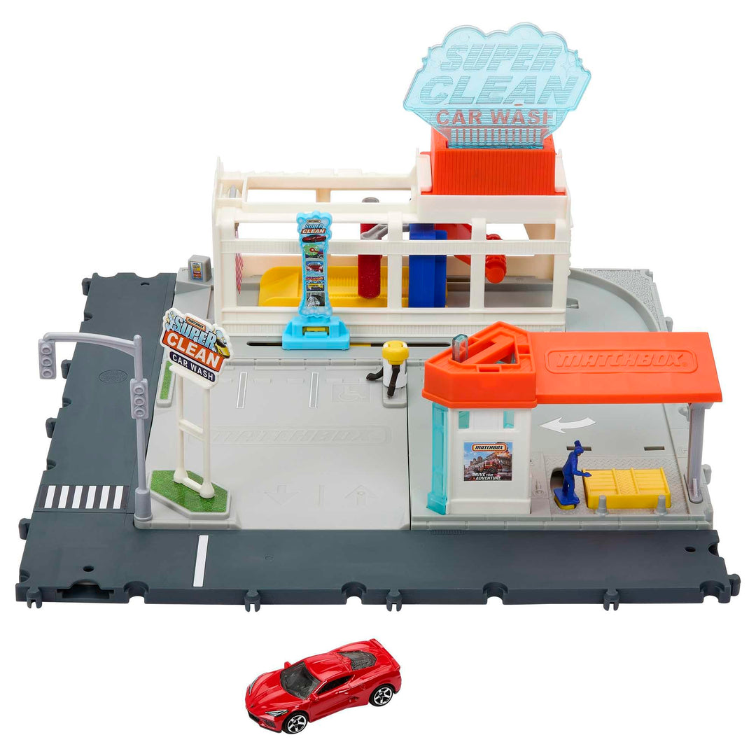 Matchbox Super Clean Autowaschanlage - erweiterbares Spielset mit spannenden Details, inklusive 1 Au