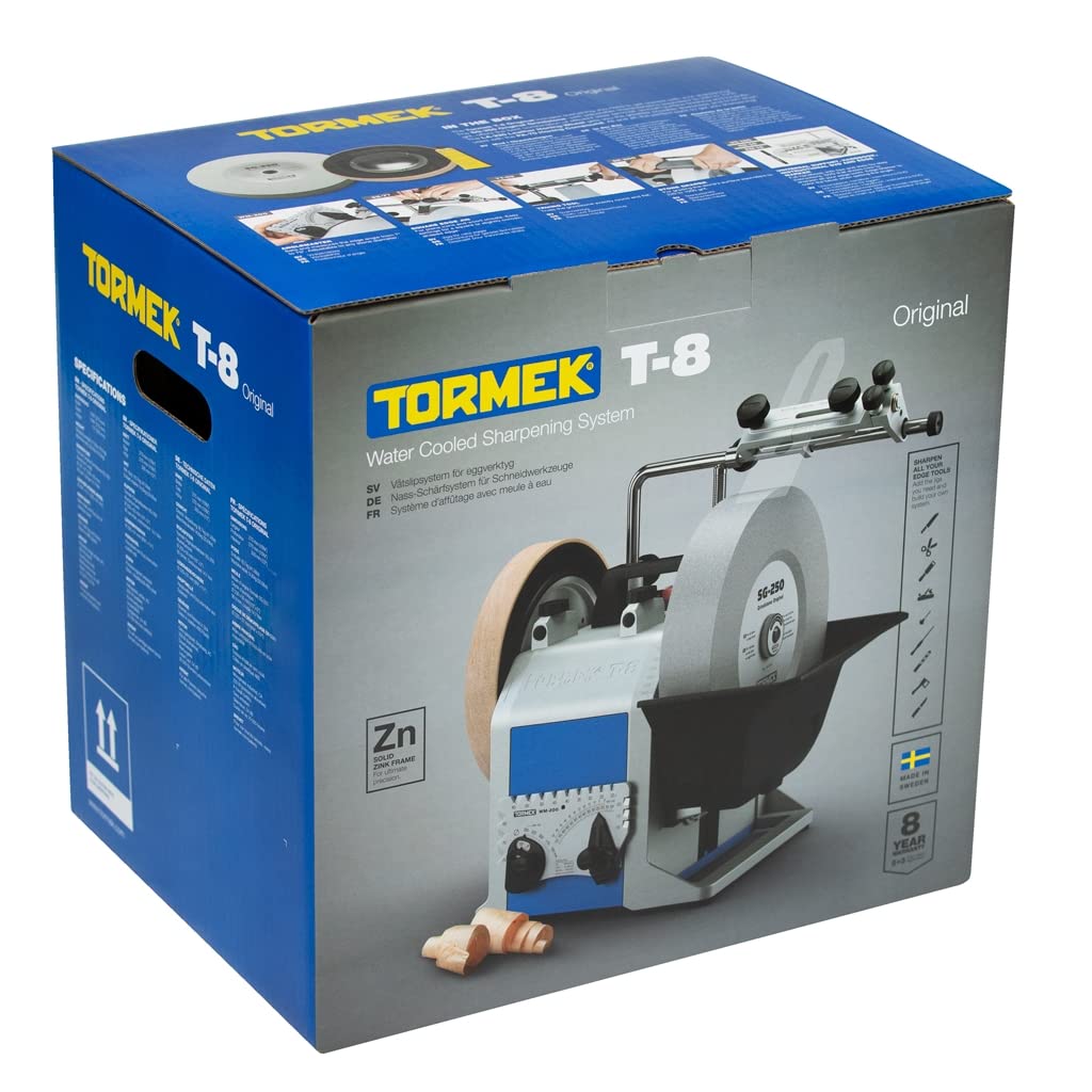 Tormek T-8 Original wassergekühltes Schleifsystem, DE-Version mit deutschem Handbuch, 200 W, 230 V