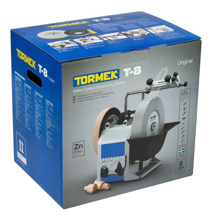 Tormek T-8 Original wassergekühltes Schleifsystem, DE-Version mit deutschem Handbuch, 200 W, 230 V