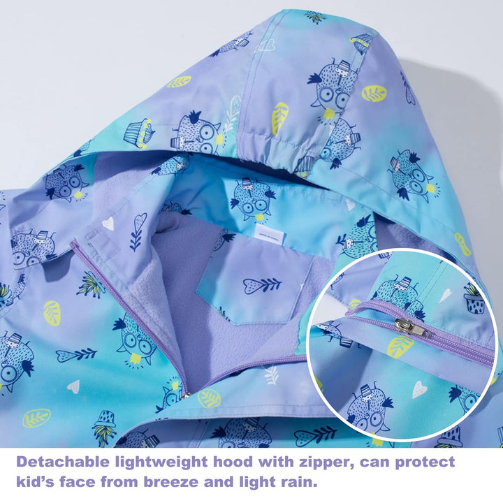 Mädchen Regenjacke - Regenmantel mit Kapuze Outdoor Wasserdichte Jacke Kinder Softshelljacke Übergan