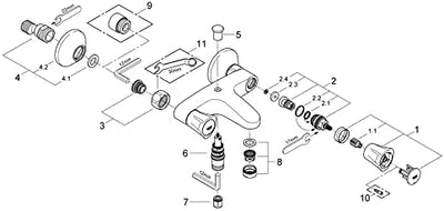 GROHE Wannenbatterie Costa DN 15, chrom 25450001 ohne Brausegarnitur, ohne Brausegarnitur