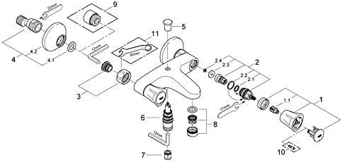 GROHE Wannenbatterie Costa DN 15, chrom 25450001 ohne Brausegarnitur, ohne Brausegarnitur