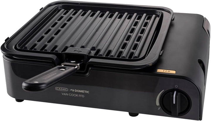 CADAC Van Cook FFD BBQ Plate - Kompakter Camping-Grill mit Flammschutz | &amp; CeramiCoat Rost, Für Camp