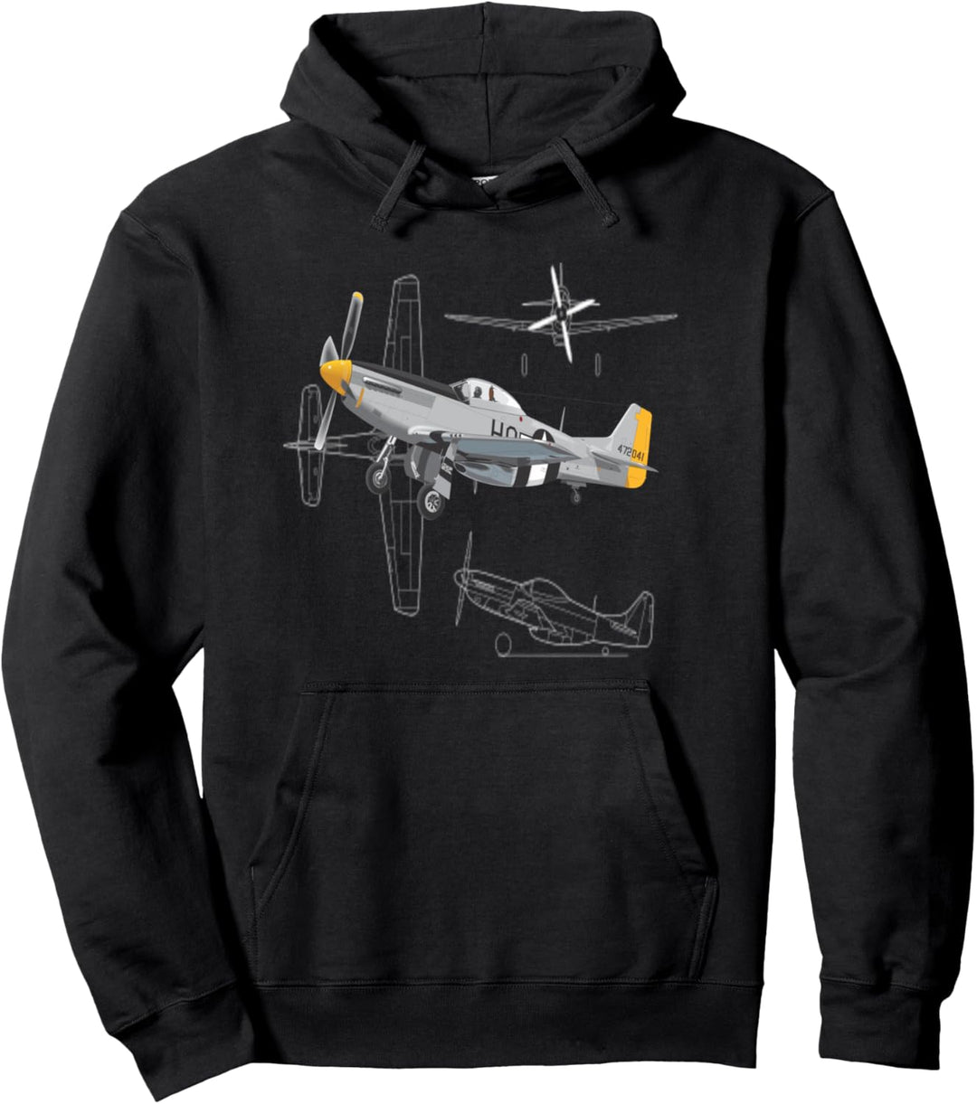 P-51 Mustang WWII Kampfflugzeug US Militär Luftfahrt Pullover Hoodie