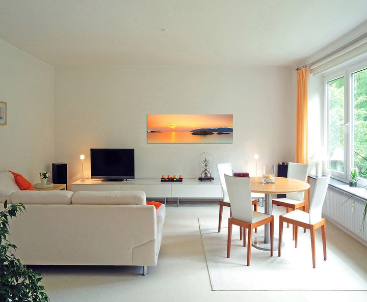 Paul Sinus Art Panoramabild auf Leinwand und Keilrahmen 150x50cm Vietnam Meer Sonnenaufgang