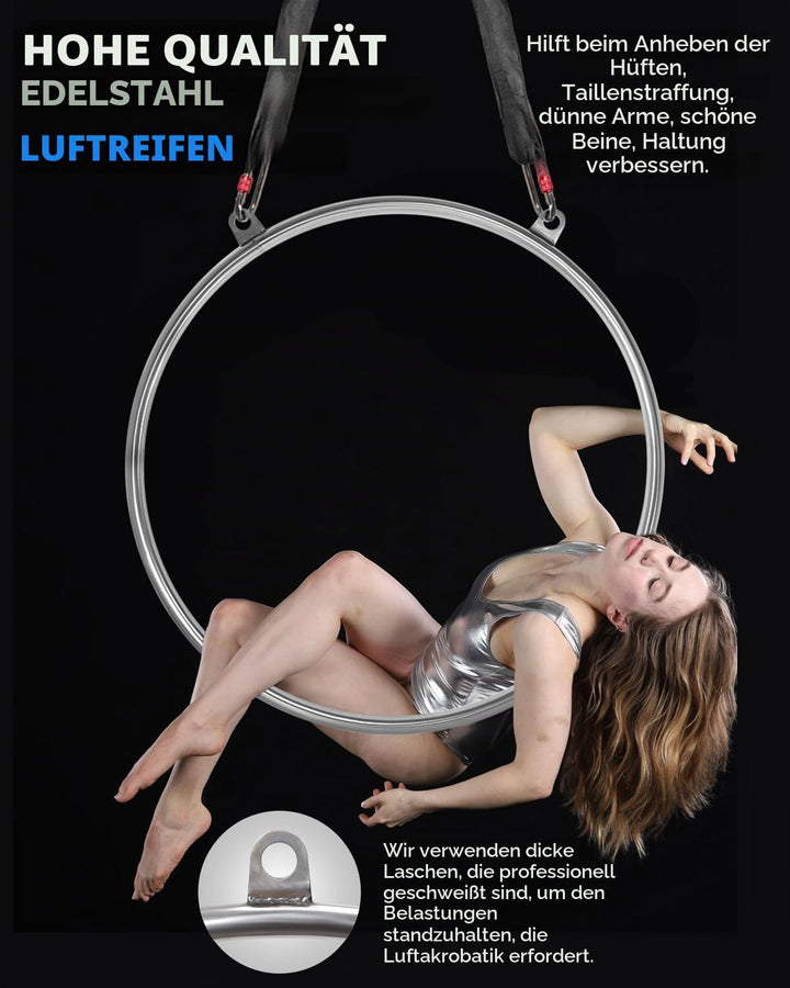 DASKING Aerial Hoop Ring Set - 80 85 90cm Edelstahl 2 Punkte Aerial Lyra Hoop Heavy Duty 500lb Kapaz