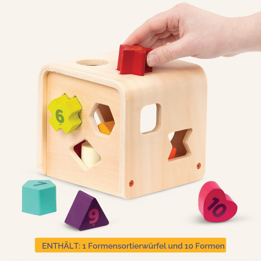 Battat – Zählen & Sortieren Würfel – Formensortierspiel für Kleinkinder, Kinder – Lernwürfel aus Hol