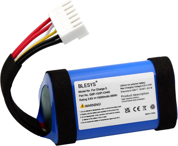 BLESYS Akku für JBL Charge 5, 3.6V 10000mAh Li-ion GSP-1S3P-CH40, GSP-1S3P-CH4A Akku für JBL Charge