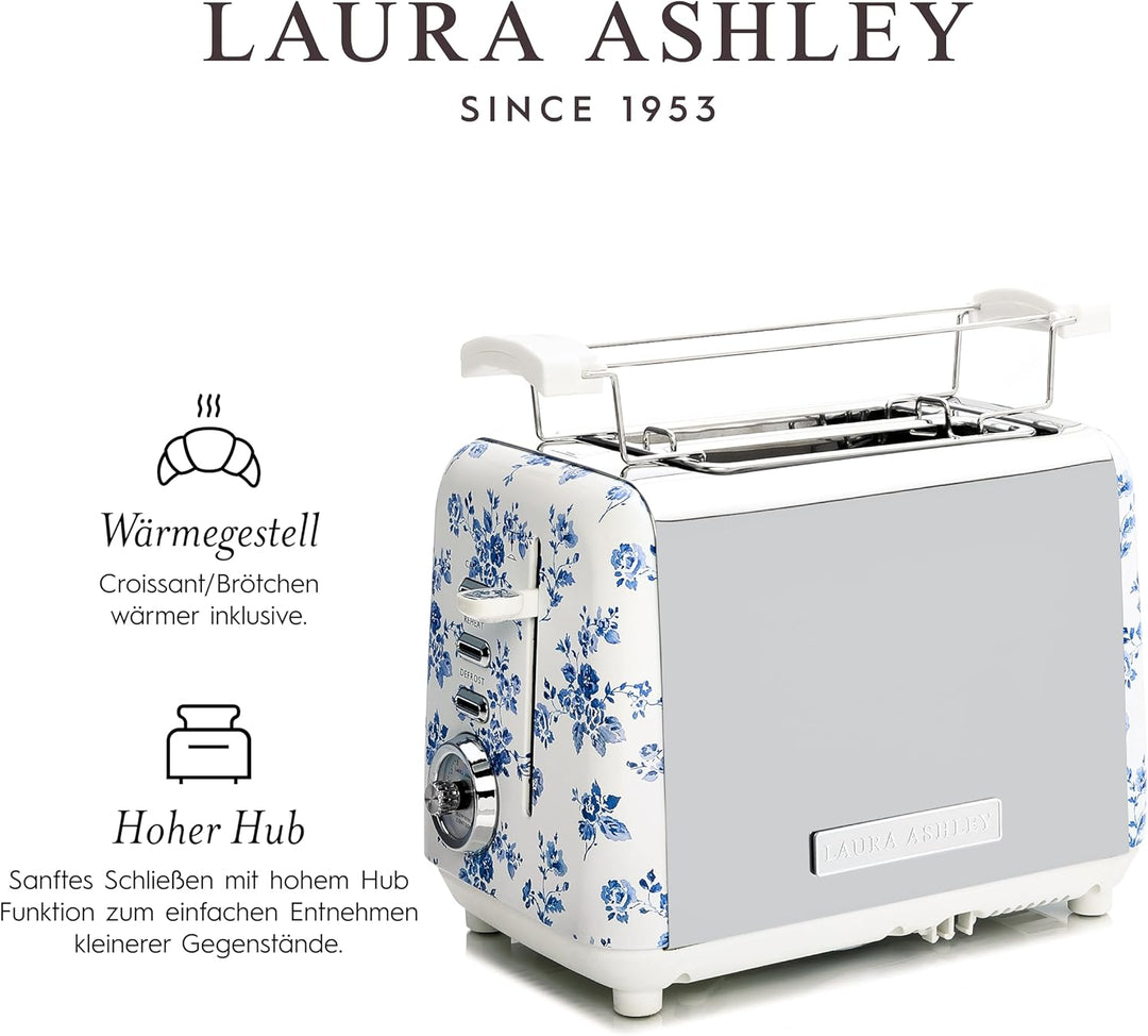 VQ Laura Ashley 2-Scheiben-Toaster mit einstellbaren Heiz-, Auftau- und Aufwärmmodi - Edelstahl Vint