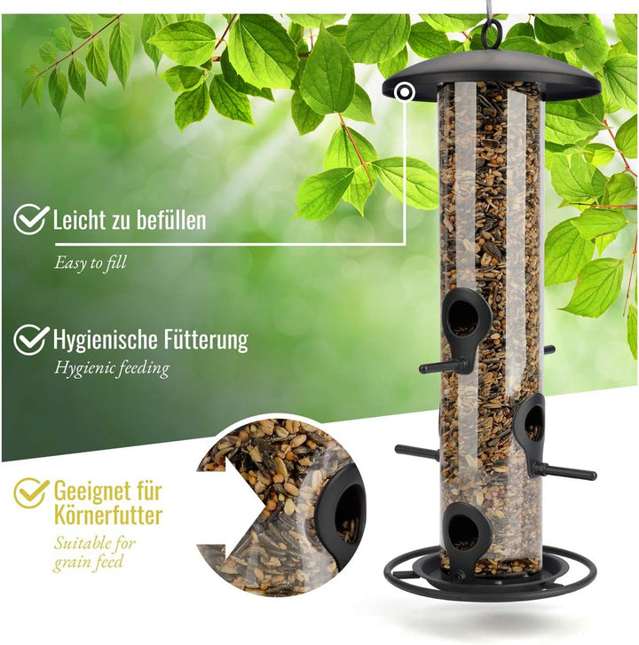 wildtier herz I Körner Vogelfutterspender 35cm - aus rostfreiem Metall, Vogel Futterstation, Futters