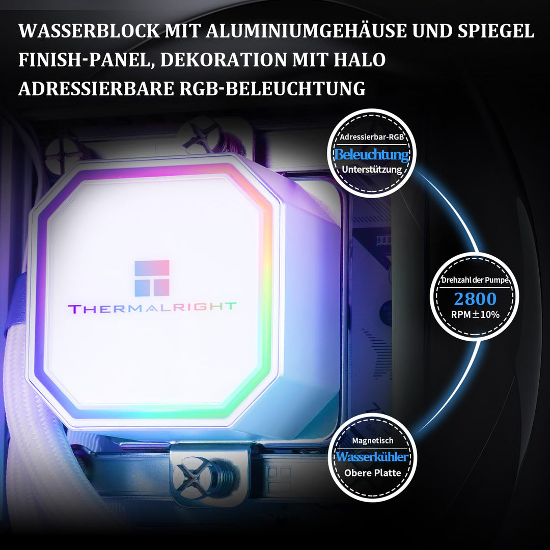 Thermalright Frozen Prism 240 White ARGB Flüssigkeit CPU Wasserkühler mit 120mm ARGB PWM Lüfter, Com