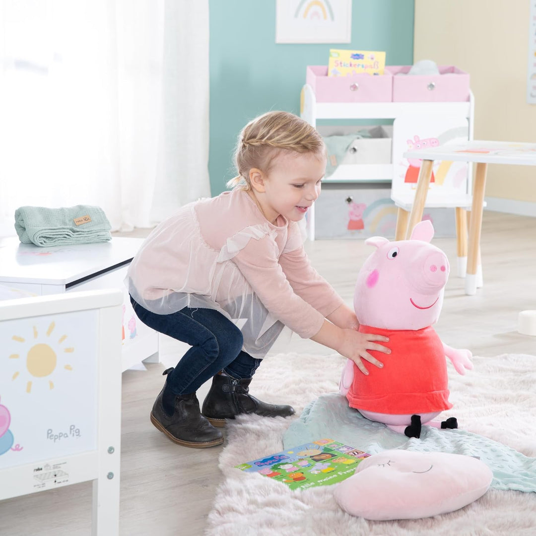 roba Spielregal aus Holz Peppa Pig - Spielzeugregal mit 5 Boxen - Montessori Aufbewahrungsregal für