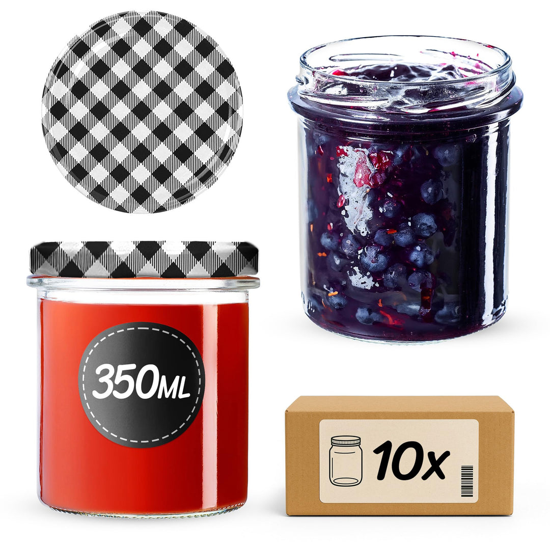 KADAX 10er Set Marmeladengläser 350ml TO82, Einmachgläser Vorratsgläser Mason Jar mit Schraubdeckel,