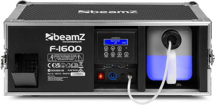 BeamZ F1600 Pro Fazer Nebelmaschine 1600W im Flightcase mit 10 Liter Nebelfluid – Profi Hazer/Rauchm